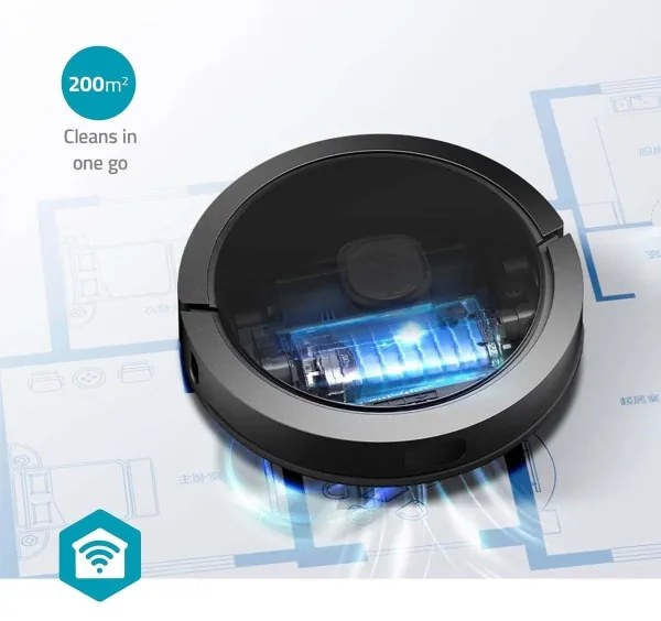Nedis WIFIVCL002CBK - Aspirator robot Wi-Fi Tuya cu mop, negru + DO