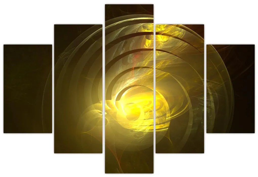Tabloul cu spirala abstractă în galben (150x105 cm)