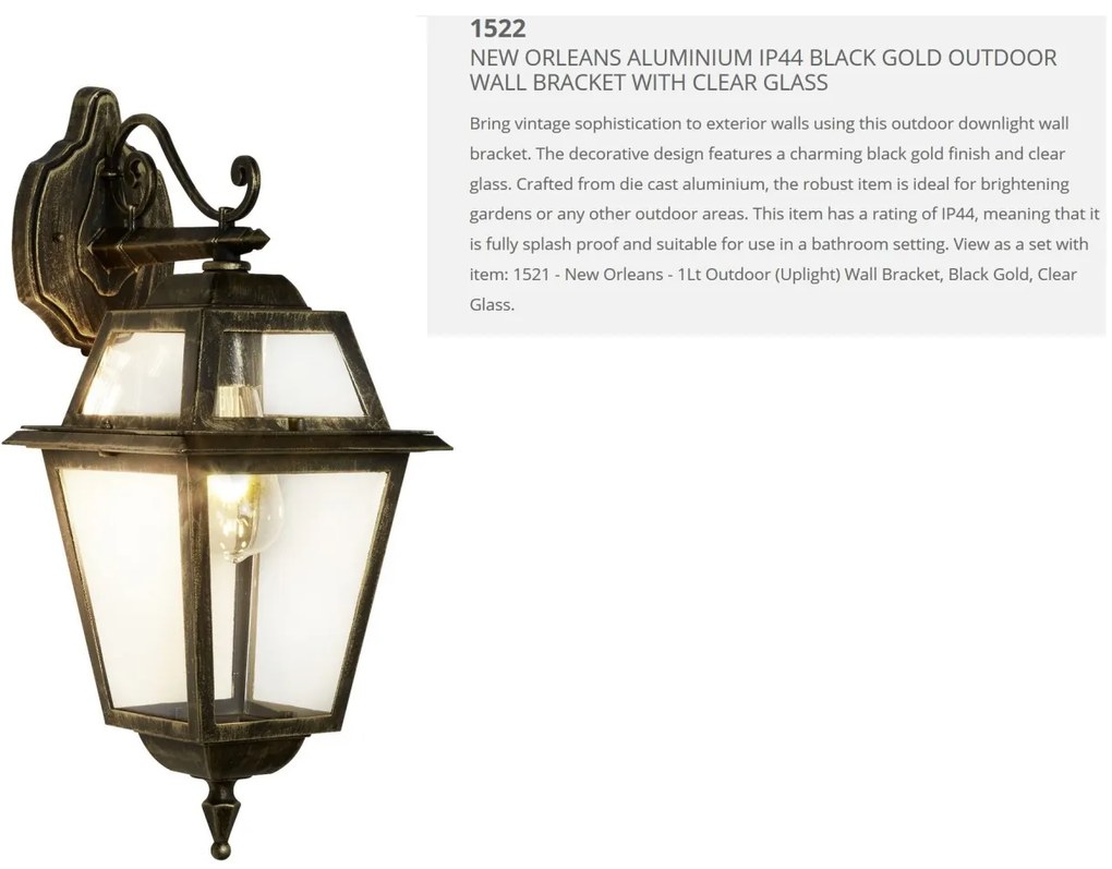 Aplica de perete exterior stil traditional IP44 New Orleans 1522 SRT