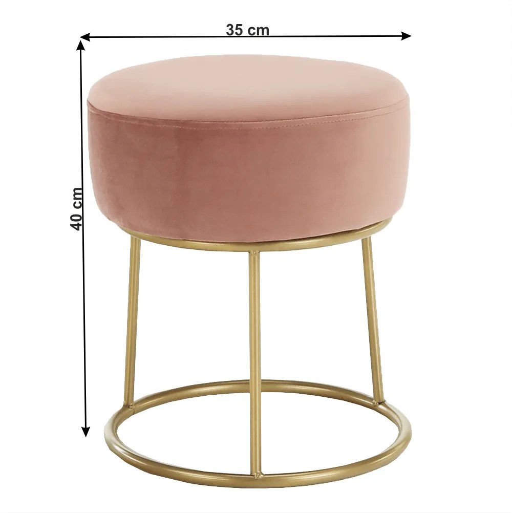Taburet, catifea Velvet roz/vopsea aurie, AYSU
