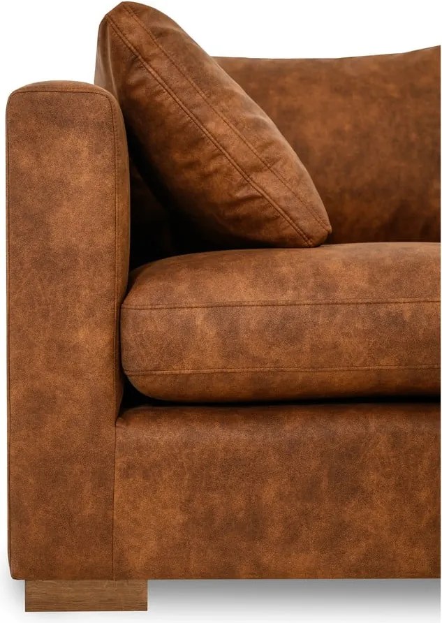 Canapea maro coniac cu tapițerie din imitație de piele 175 cm Hamburg – Scandic