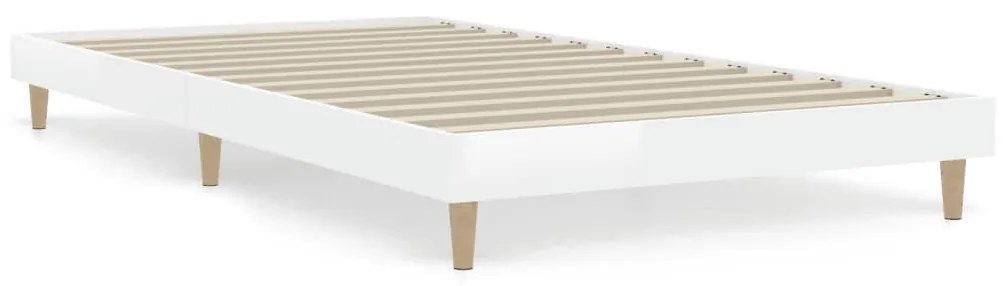 832063 vidaXL Cadru de pat, alb extralucios, 90x200 cm, lemn prelucrat