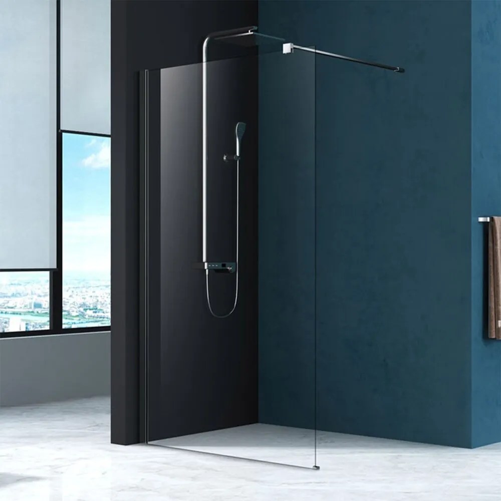 Paravan de dus tip Walk-in Fluminia Foxy 80x200 cm profil crom Easy Clean