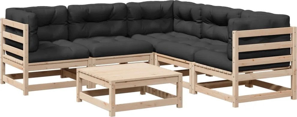 vidaXL Set canapele de grădină cu perne, 6 piese, lemn masiv de pin