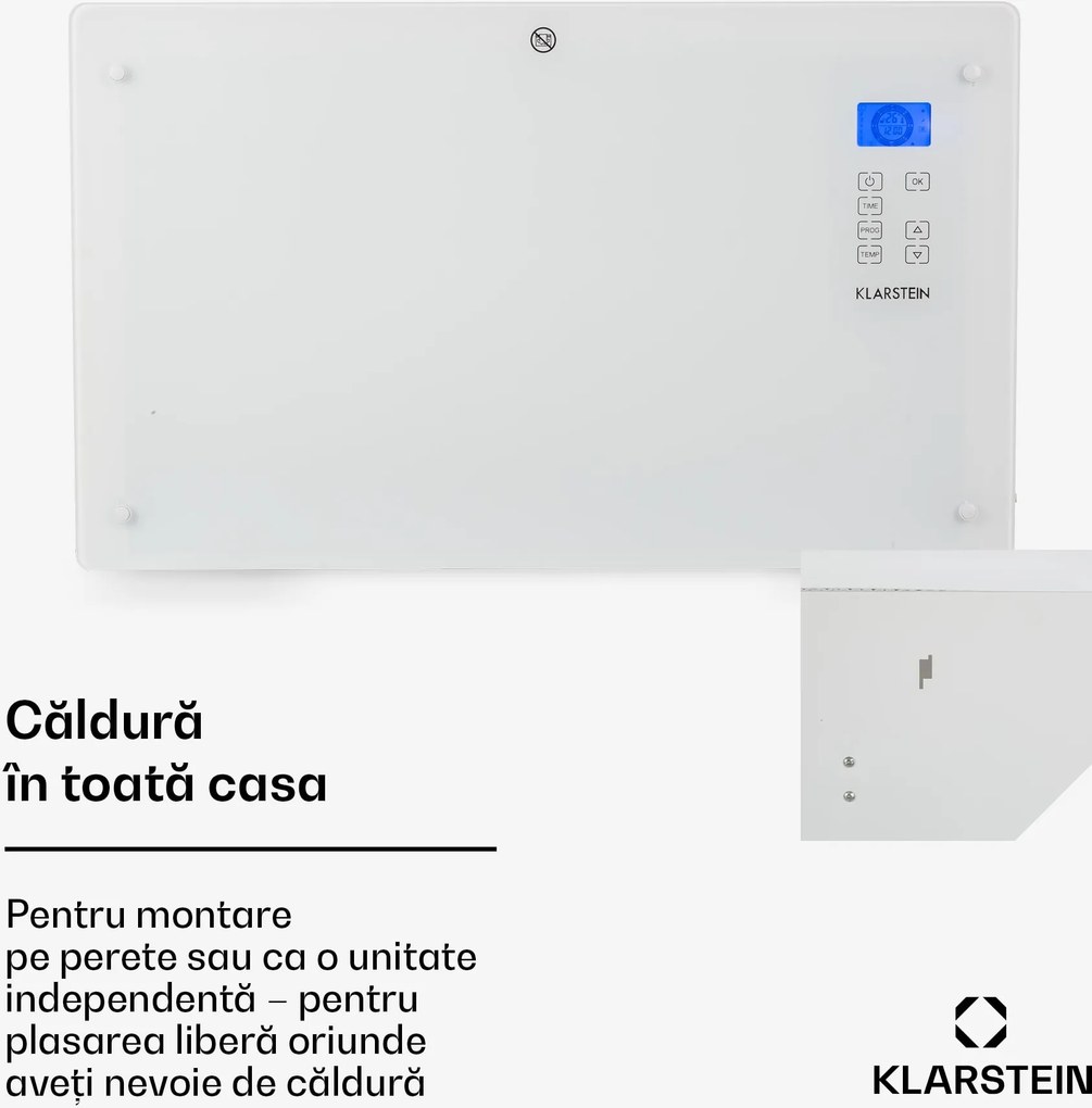 Klarstein Norderney, încălzitor convențional, termostat, temporizator, 2000 W, 30 m², alb