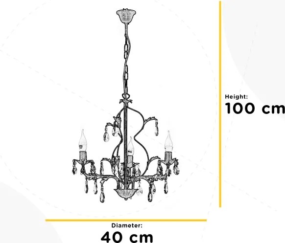 ONLI - Candelabru TERESA cu lanț, 3x E14, 6W, 230V, alb