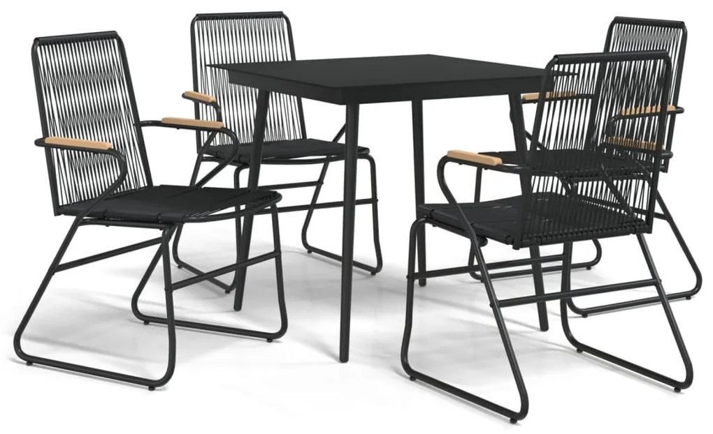 3060268 vidaXL Set mobilier de grădină, 5 piese, negru, ratan PVC