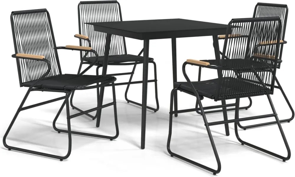 vidaXL Set mobilier de grădină, 5 piese, negru, ratan PVC