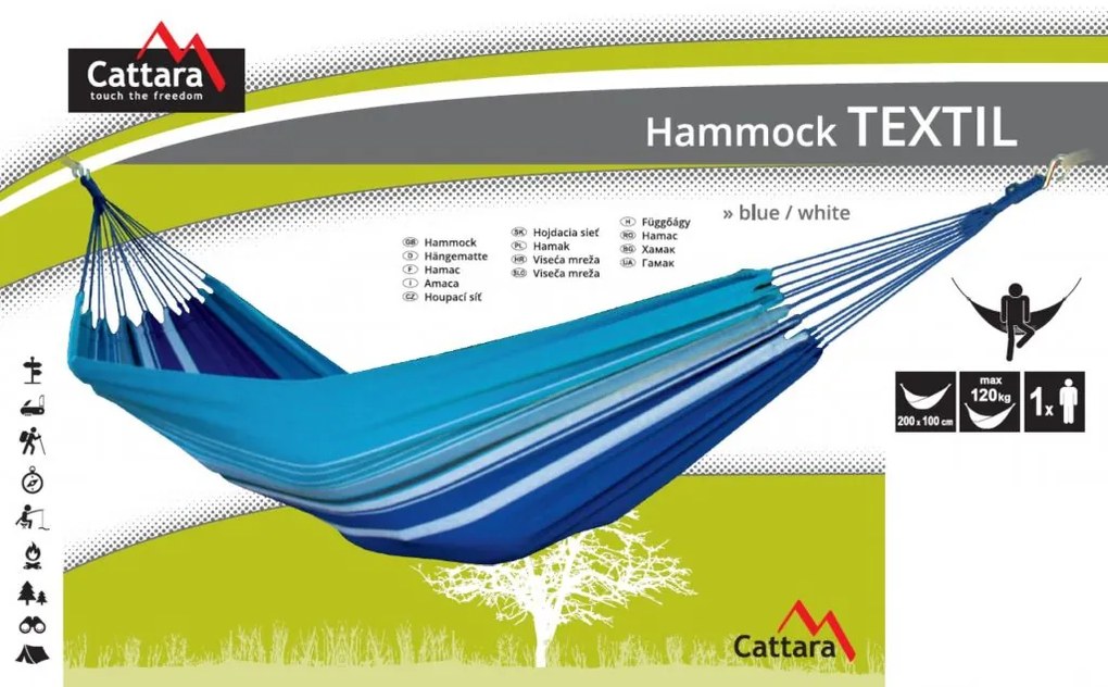 Hamac TEXTIL 200x100cm albastru-alb