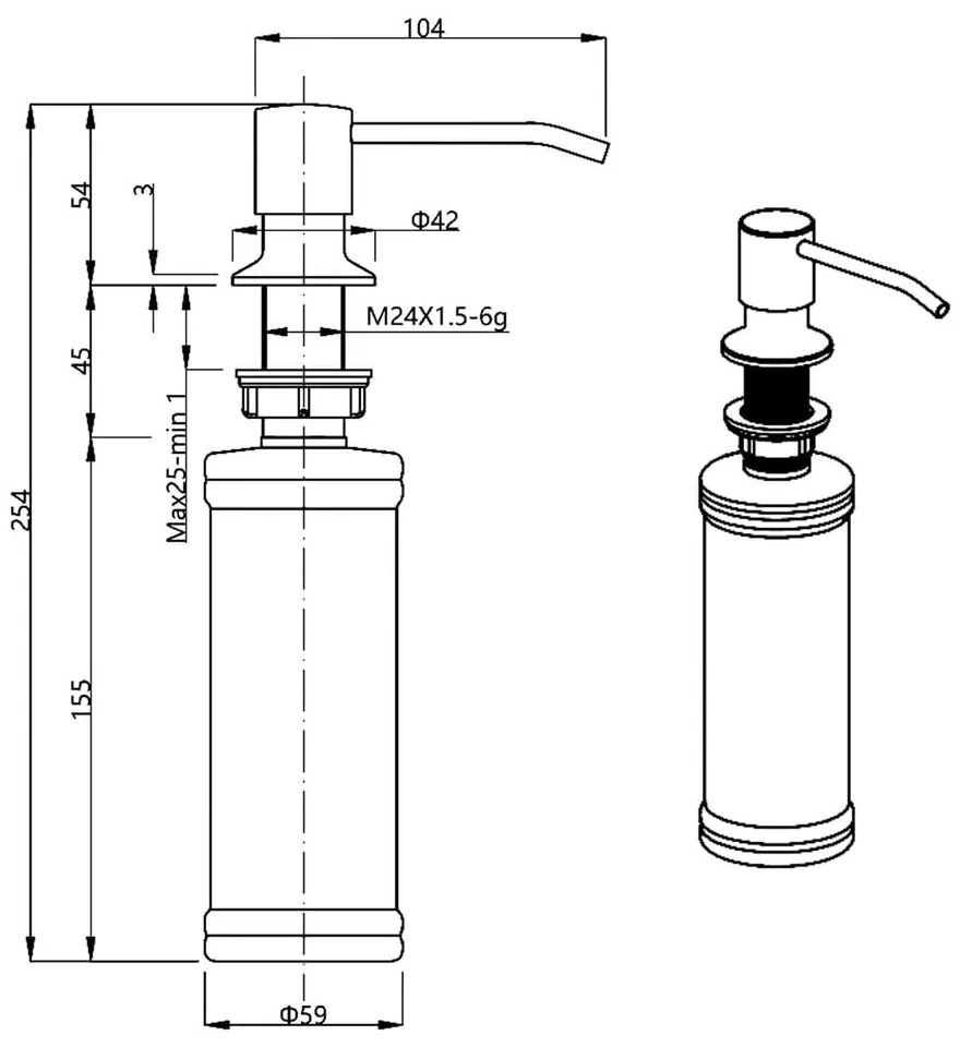 Dozator de săpun lichid maro închis din plastic 350 ml – Sapho