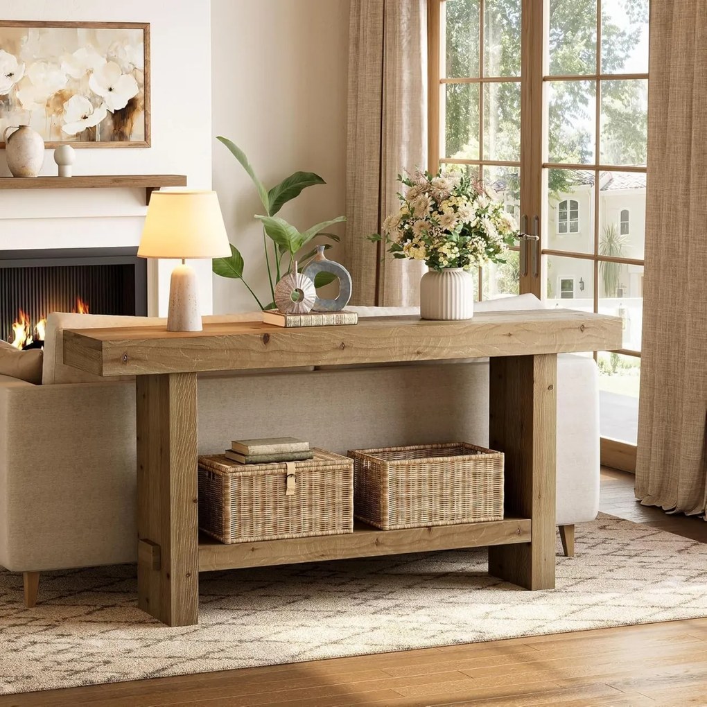 MAM20 - Masa Consola din Lemn, 160 cm, masuta hol, living, dining, dormitor - Maro