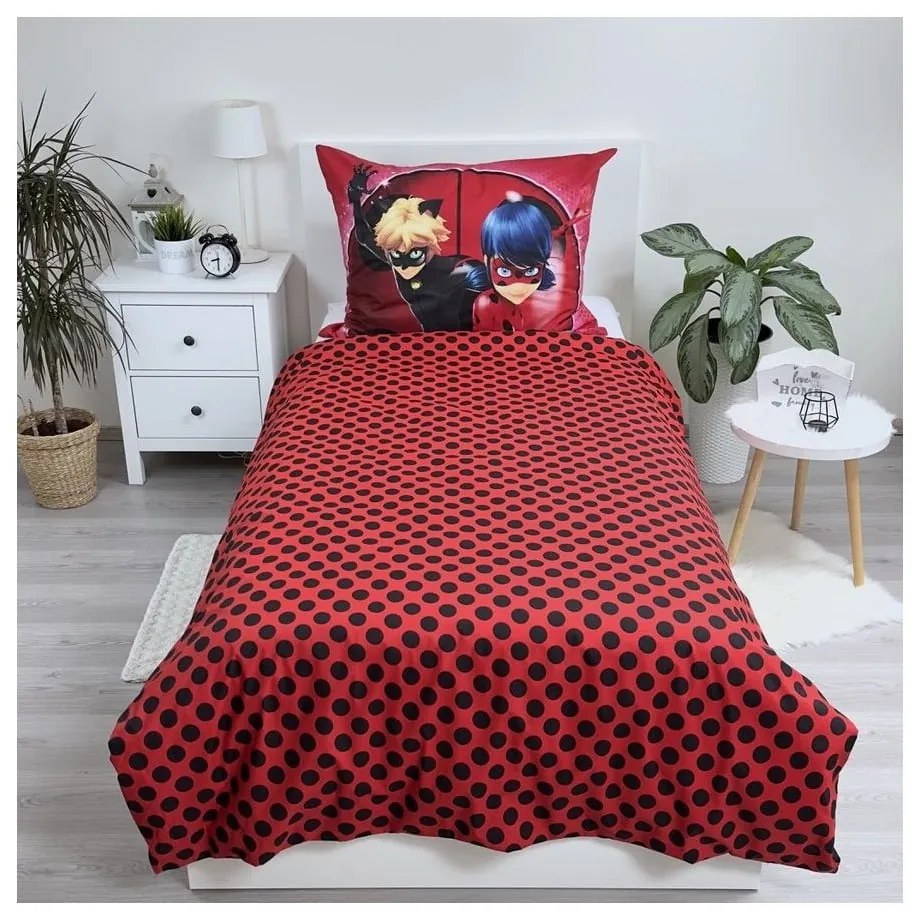 Lenjerie de pat pentru copii din bumbac pentru pat de o persoană 140x200 cm Miraculous – Jerry Fabrics