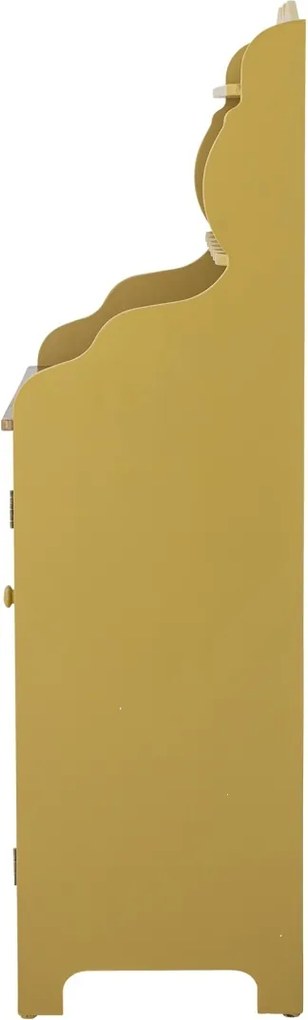 Bufet din lemn masiv galben muștar cu rafturi și uși, finisaj antichizat, 91,5×39×134 cm, „Libby"