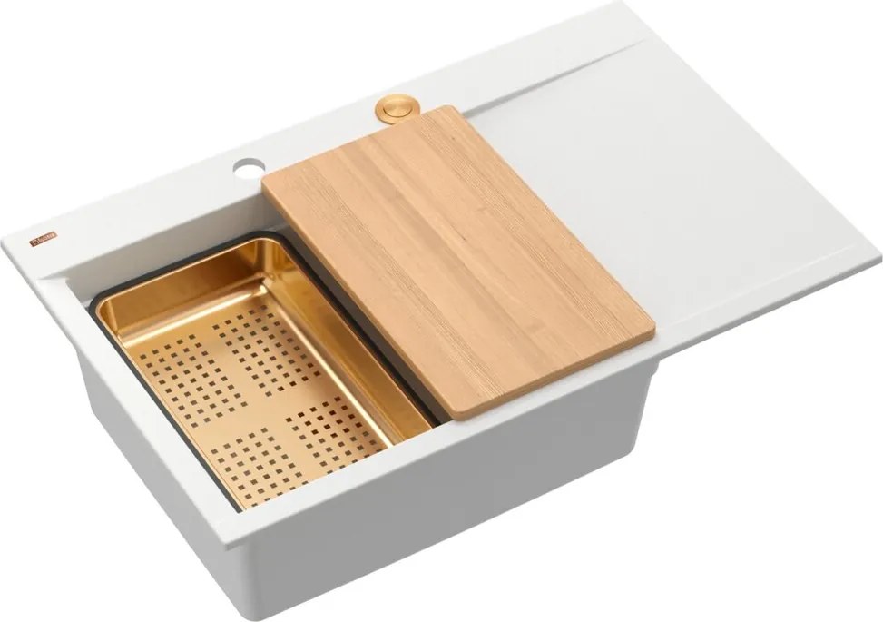 Statie de lucru incastrata Quadron Josh 111 finisaj alb mat - cupru 78x50 cm