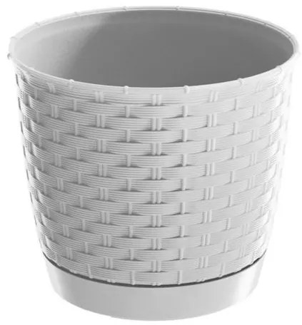Ghiveci decorativ de flori, rotund, alb, 19x16.5 cm, Ratolla Round