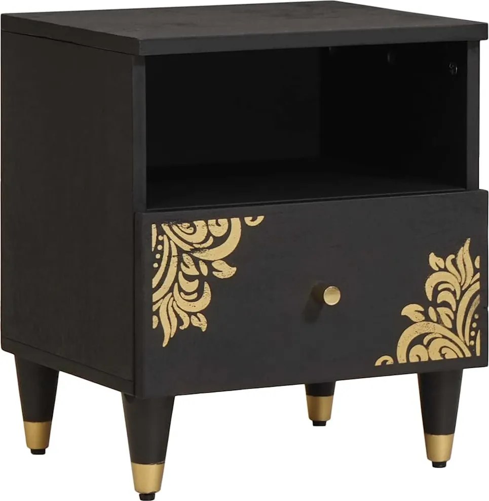 vidaXL Dulap de noapte Negru 40 x 33 x 46 cm Lemn de mango solid