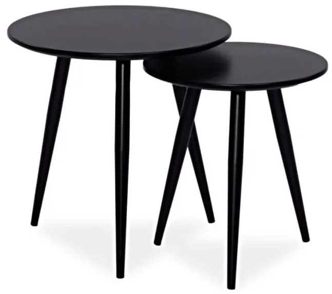 Set mese cafea Cleo negru - h 45-50 x d 40-50 cm