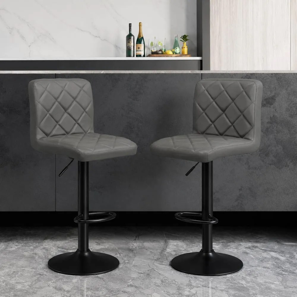 Scaun de bar gri ABS 147 – Ecopiele, Reglabil, Modern
