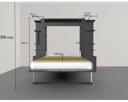 Set pat rabatabil dublu (150X200), 2 biblioteci 50 cm - NOVA SMALL BOOKCASES SET