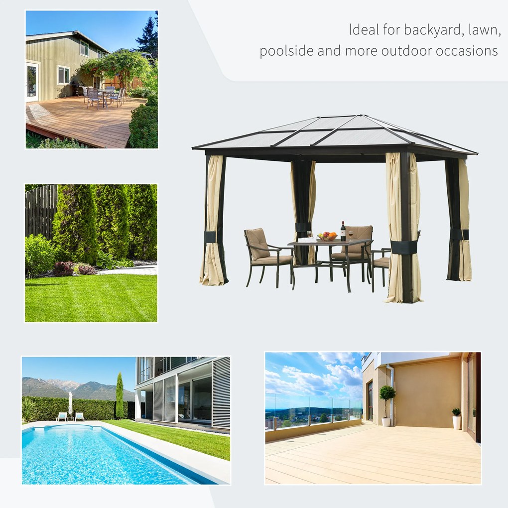 Outsunny Pavilion de Lux din Aluminiu Cort pentru Gradina 3x3.6x2.65m