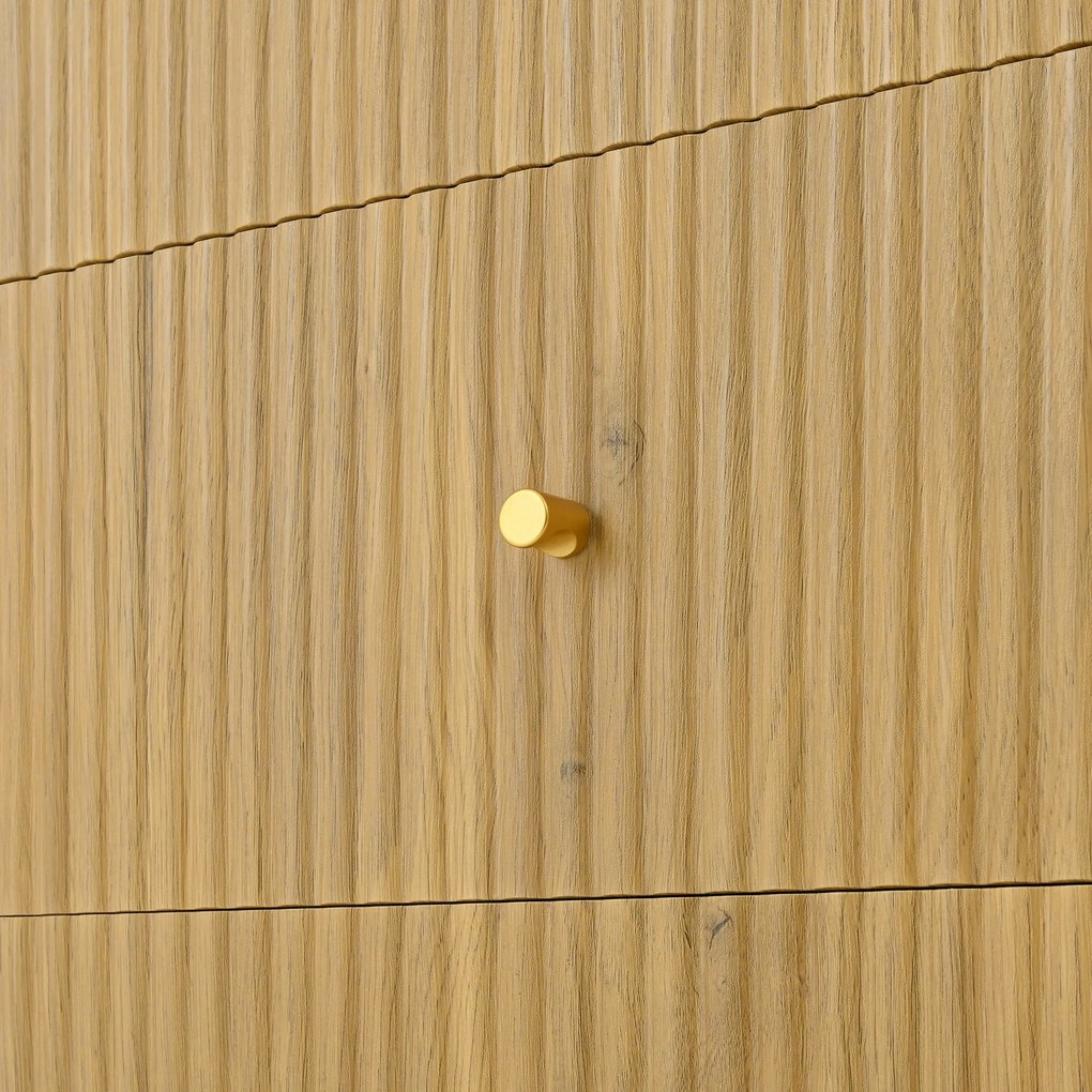 Comodă cu uși din ratan, design curbat, 140x40x80 cm, Culoare naturală