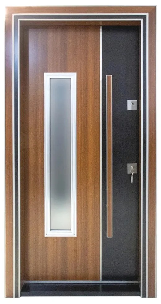 Usa metalica de exterior cu izolatie si vizor Novo Doors NDS1000S, Din compozit, 2 yale, Kit complet, Pentru case, (Culoare: Stejar Deschis, Sens