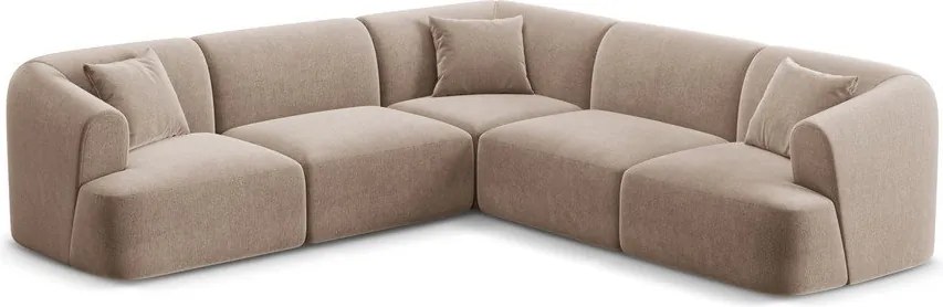 Colțar maro deschis cu tapițerie din catifea Campi – Cosmopolitan Design