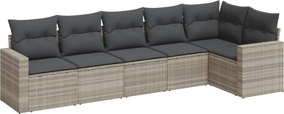 vidaXL Set canapele de grădină cu perne, 6 piese gri deschis poliratan