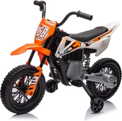 AIYAPLAY Motocicletă Electrică pentru Copii 3-6 Ani, 2 Motoare, Roți Detașabile și Sunete Portocaliu | Aosom Romania