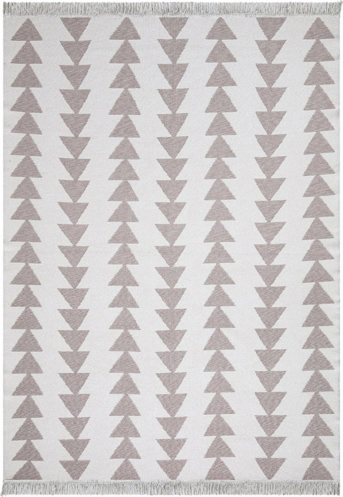 Covor 22994A, 60x100 cm, forma dreptunghiulara, bumbac, alb/bej