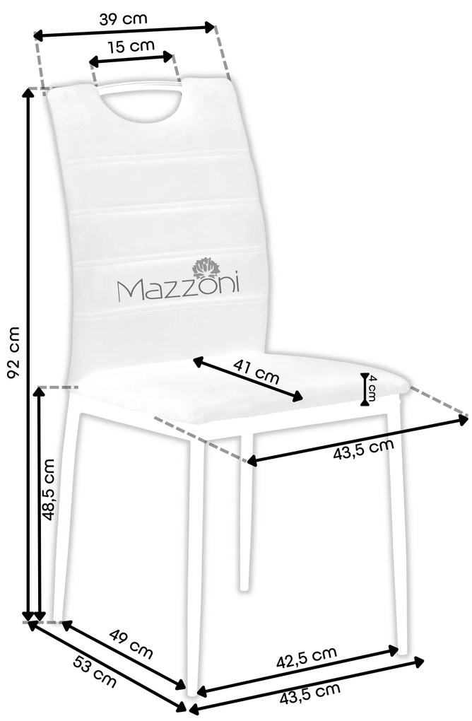 Mazzoni BRIX Gri (velur / țesătură Dublin 40) - SCAUN MODERN PENTRU SALON/SUFRAGERIE/BUCĂTĂRIE/BIROU CU MĂNER