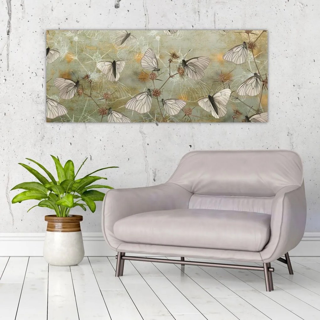 Tablou - Vintege fluturi (120x50 cm)