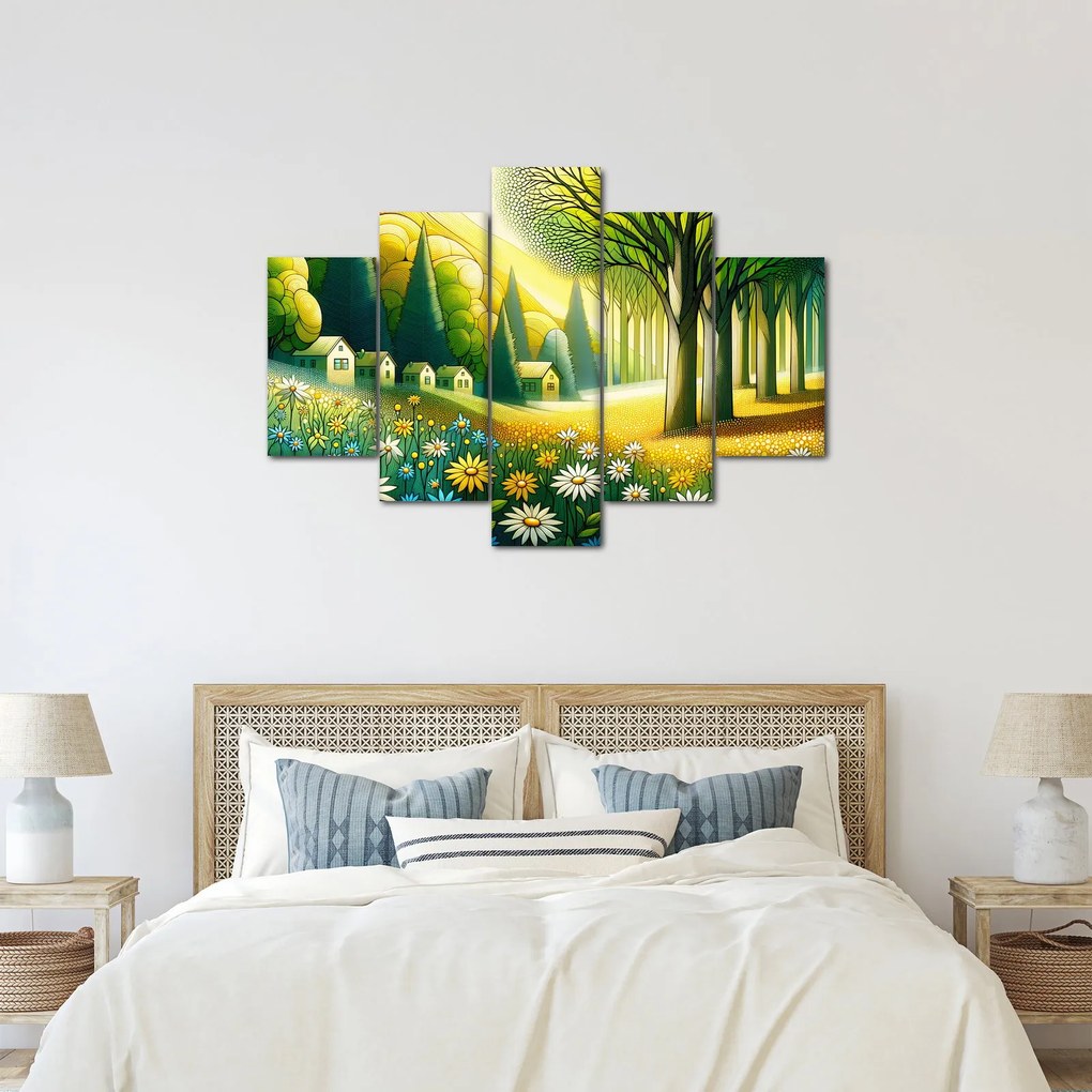 Tablou - Sat în galben-verde (150x105 cm)