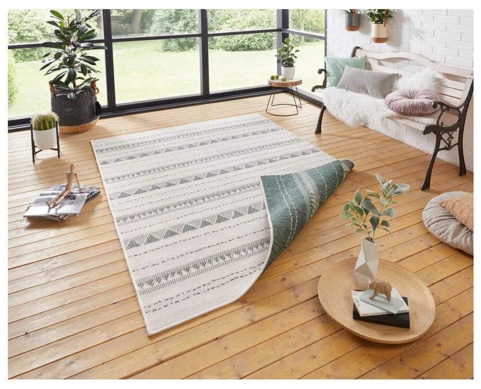 Covor adecvat pentru exterior NORTHRUGS Bahamas, 160 x 230 cm, verde-crem