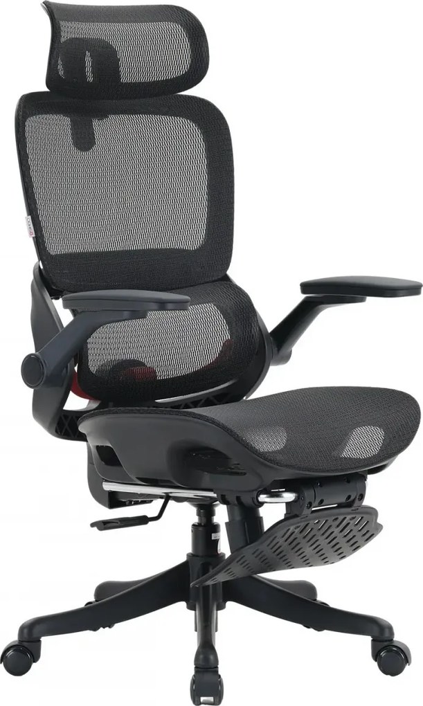 RESIGILAT- Scaun ergonomic SIHOO B100-PRO, cotiere 4D, tetiera 3D, mecanism multifunctional inclinare/blocare, suport picioare, pivotant, Mesh, Negru