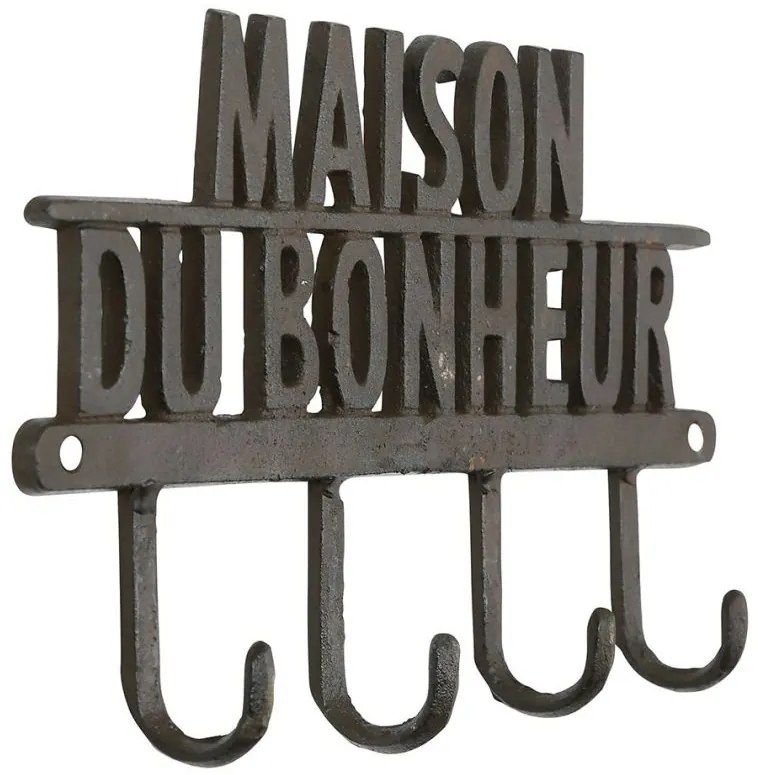 Cuier de perete decorativ, din fonta, L33.5 cm, Minrai