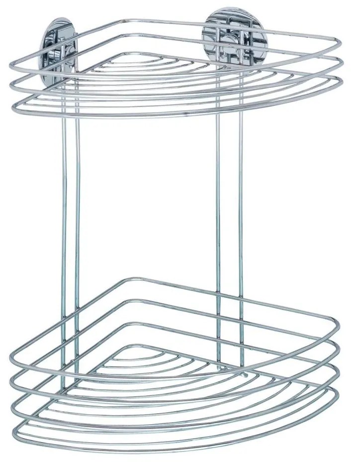 WENKO 18914100 - Poliță de colț TURBO-LOC RUND, oțel, 26,5 x 33 cm, crom lucios