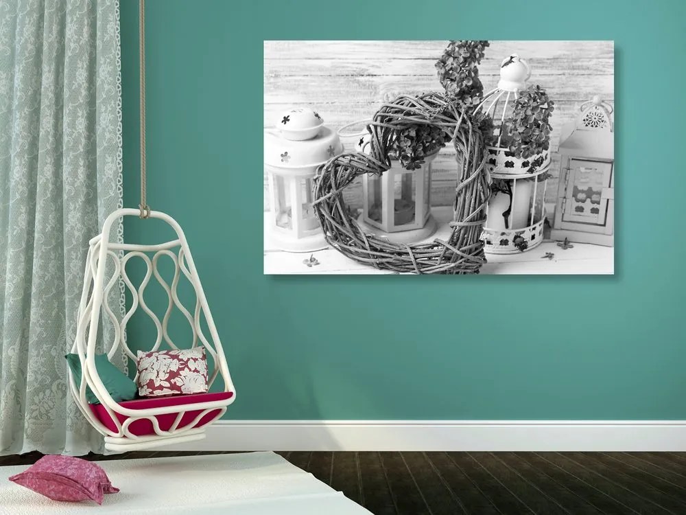 Tablou cu o atingere vintage în design alb-negru