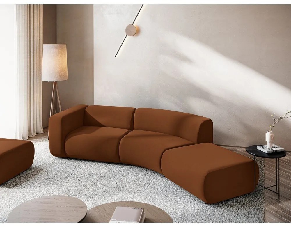 Șezlong portocaliu/maro cu tapițerie din catifea (cu colț pe partea dreaptă) Ekahi – Makamii