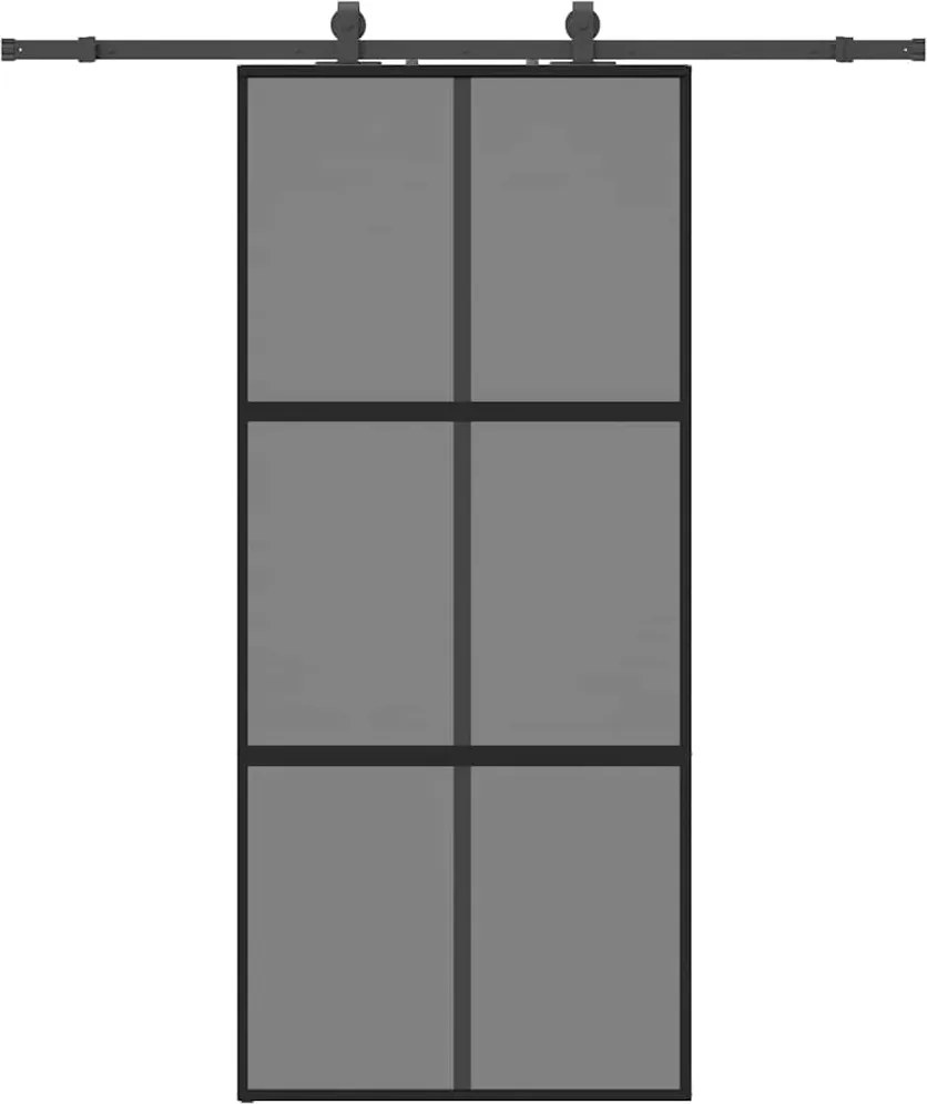 vidaXL Ușă glisantă cu set feronerie neagră 90x205cm sticlă securizată