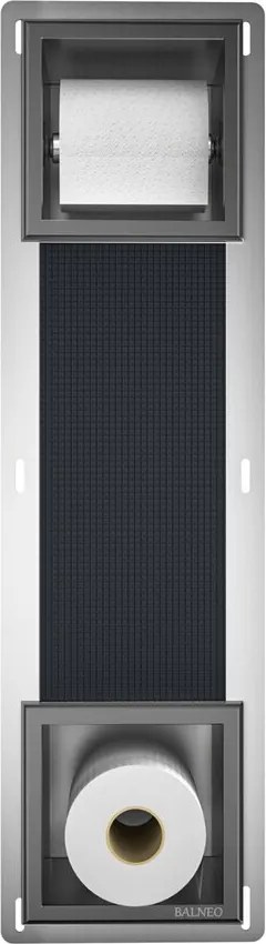 Raft incastrat cu suport hartie igienica Balneo Wall Box Paper 2 Gun Metal mat
