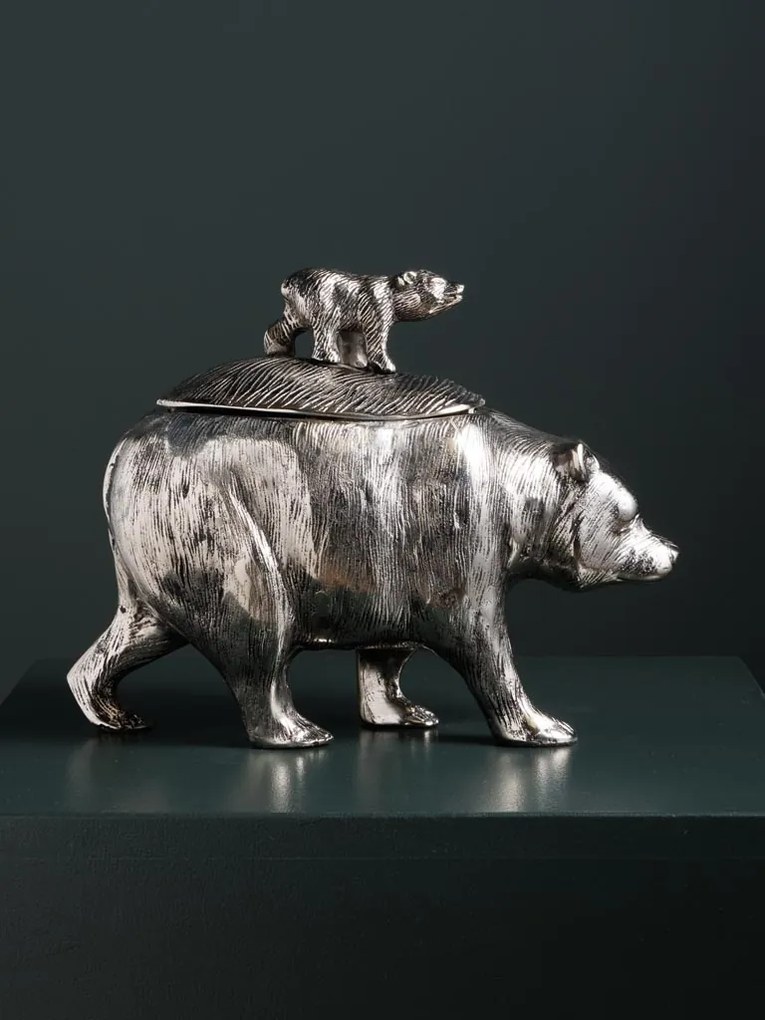 Cutie decorativa din aluminiu, in forma de urs, Bears