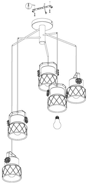 Eglo 39856 - Lustră aplicată HILCOTT 5xE27/40W/230V