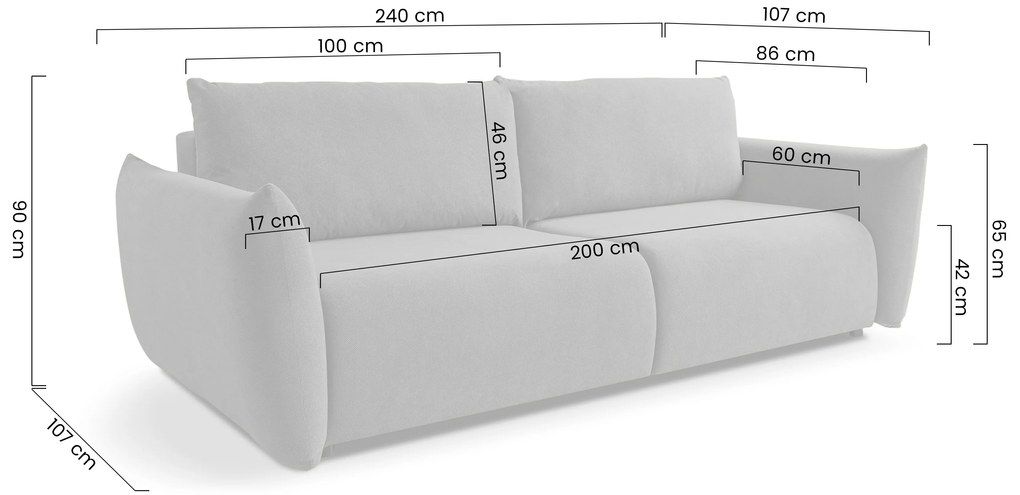 Canapea extensibilă Calma - tricot bej hidrofob Curio 09