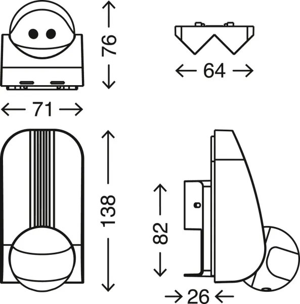 Senzor de mișcare de exterior Telefunken 306505TF 180° IP44 negru