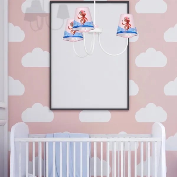 Lustră pe tijă pentru copii OCTOPUS 3xE14/40W/230V