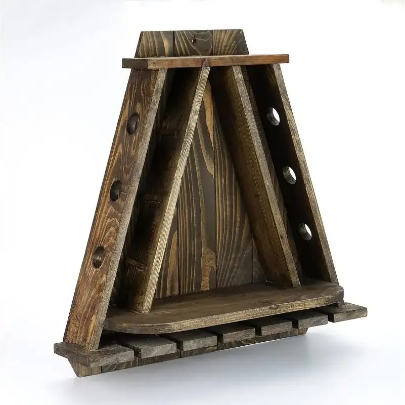Suport sticle pentru perete din lemn,seria wood Homs 58 x 57x18 cm,natur,700199