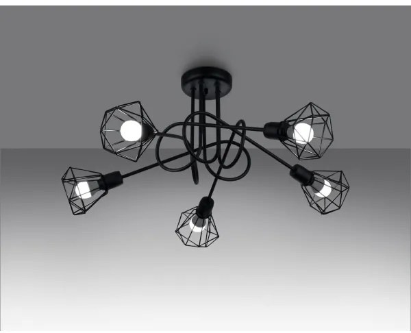 Lustră pe tijă ARTEMIS 5xE14/40W/230V neagră Sollux SL.1110