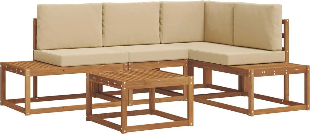 vidaXL Set de canapele de exterior cu pernă 5 Bucată Natural și Bej