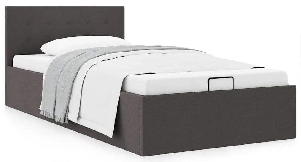 vidaXL Cadru pat hidraulic, ladă, gri închis, 100 x 200 cm, textil